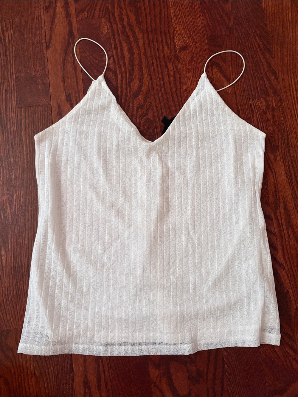 Dynamite White Ribbed V-Neck Spaghetti Strap Top - Women's